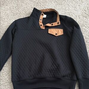 ZYIA Black Quilted Pullover with Tan Accents